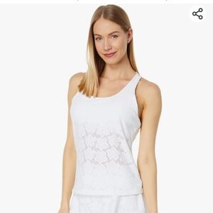 NWT Women's Lily Pulitzer luxletic Resort Floral Eyelet Jacquard Tank Top Size L